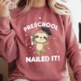 Kids Kids Preschool Nailed It Sloth Graduation Comfort Colors Sweatshirt Crimson