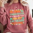 Kids So Long Kindergarten 1st Grade Here I Come Graduation Groovy Comfort Colors Sweatshirt Crimson