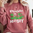 Kindergarten Is History Dinosaur Graduation Comfort Colors Sweatshirt Crimson