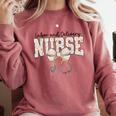 Labor And Delivery Nurse Stethoscope Coquette Bow Graduation Comfort Colors Sweatshirt Crimson
