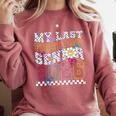 My Last First Day Senior 2026 Graduation Class Of 2026 Comfort Colors Sweatshirt Crimson