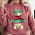 Level Complete Jr High School Graduation Grad Slogan T Shirt Comfort Colors Sweatshirt Crimson