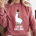 LLama Graduation I Got My Dipllama Cute Llama Comfort Colors Sweatshirt Crimson