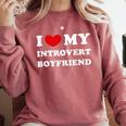 I Love My Introvert Boyfriend I Heart My Introvert BF Comfort Colors Sweatshirt Crimson I Love My Introvert Boyfriend I Heart My Introvert BF Comfort Colors Sweatshirt Crimson