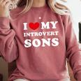 I Love My Introvert Sons I Heart My Introvert Sons Comfort Colors Sweatshirt Crimson