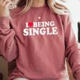 I Love Being Single Red Heart Anxious & Introvert Girl Club Comfort Colors Sweatshirt Crimson