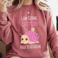 Low Social Battery Cute Snail With House Introvert Cozy Home Comfort Colors Sweatshirt Crimson Low Social Battery Cute Snail With House Introvert Cozy Home Comfort Colors Sweatshirt Crimson
