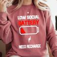 Low Social Battery Need Recharge Introvert Self-Care Comfort Colors Sweatshirt Crimson