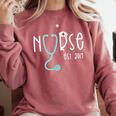 New Nurse Est 2019 T Shirt Graduation RN Women Comfort Colors Sweatshirt Crimson