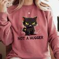 Not A Hugger Tee Angry Cat Sarcastic Cute Introvert Comfort Colors Sweatshirt Crimson