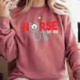 Nurse Est 2018 New Graduation Nursing School T-Shirt Comfort Colors Sweatshirt Crimson
