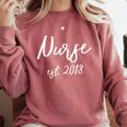 NURSE EST 2018 New Nursing School Graduation Shirt Comfort Colors Sweatshirt Crimson