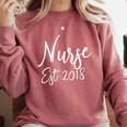 Nurse Est 2018 Shirt Nursing School Graduation Him Her Comfort Colors Sweatshirt Crimson