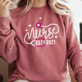 Nurse Established 2021 RN Nursing School Nurse Graduation Comfort Colors Sweatshirt Crimson