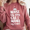 Nurse Graduation For Her Nursing Cat Mama By Night For Men Women Comfort Colors Sweatshirt Crimson
