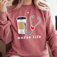 Nurse Life Graphic Nursing School Graduation Comfort Colors Sweatshirt Crimson