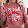 Nurse Live Love Heal Graduation Appreciation Valentines Day Comfort Colors Sweatshirt Crimson