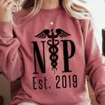 Nurse Practitioner Graduation NP Est 2019 Shirt Comfort Colors Sweatshirt Crimson