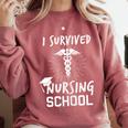 Nursing School Graduation Shirt I Survived RN Gift Comfort Colors Sweatshirt Crimson