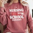 Nursing School Survivor 2025 RN ER Graduation Nurse Grad Comfort Colors Sweatshirt Crimson