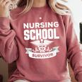 Nursing School Survivor Senior Nurse Graduation TShirt Comfort Colors Sweatshirt Crimson