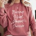 Nursing School Survivor Shirt Nurse Student Graduation Comfort Colors Sweatshirt Crimson
