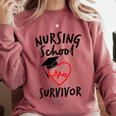 Nursing School Survivor Women Graduation RN Gift Shirt Comfort Colors Sweatshirt Crimson