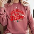 Overstimulated But Festive – Christmas Introvert Humor Comfort Colors Sweatshirt Crimson