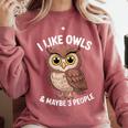 I Like Owls And Maybe 3 People Introvert Humor Casual Comfort Colors Sweatshirt Crimson I Like Owls And Maybe 3 People Introvert Humor Casual Comfort Colors Sweatshirt Crimson