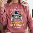 I Paused My Game To Graduate Class Of 2023 Gamer Graduation Comfort Colors Sweatshirt Crimson