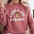 People Are Strange Monkey Introvert People Hater Comfort Colors Sweatshirt Crimson