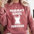 Pharmacy School Survivor PharmD Graduation T-Shirt Comfort Colors Sweatshirt Crimson