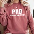 PHD Permanent Head Damage Doctoral Degree PHD Graduation Comfort Colors Sweatshirt Crimson