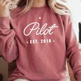 Pilot Est 2019 Graduation Grad Comfort Colors Sweatshirt Crimson