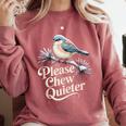 Please Chew Quieter Introvert Christmas Bird Lover Comfort Colors Sweatshirt Crimson Please Chew Quieter Introvert Christmas Bird Lover Comfort Colors Sweatshirt Crimson