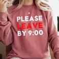 Please Leave By 9 Introvert Party Anti-Social Birthday Comfort Colors Sweatshirt Crimson