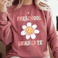 Preschool Graduation Graduate Cute Groovy Last Day Of Pre K Comfort Colors Sweatshirt Crimson