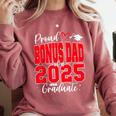 Proud Bonus Dad Of a Class Of 2025 Graduate Graduation Comfort Colors Sweatshirt Crimson