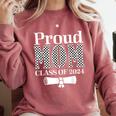 Proud Mom Of a 2024 Graduate Mama Checkered Graduation Comfort Colors Sweatshirt Crimson