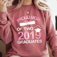 Proud Mom Of Two 2019 Graduates Twin Mama Mother Graduation Comfort Colors Sweatshirt Crimson