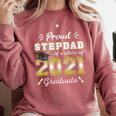 Proud Stepdad Class Of 2021 Graduate Senior 21 Graduation Comfort Colors Sweatshirt Crimson