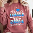 Proud Uncle Of Two 2024 Graduate Class 2024 Graduation Comfort Colors Sweatshirt Crimson