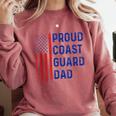 Retro Proud Coast Guard Dad Graduation Dad Usa Flag Outfit Comfort Colors Sweatshirt Crimson