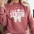 Retro Senior 2027 Girl Coquette Bow Class Of 2027 Graduation Comfort Colors Sweatshirt Crimson