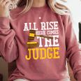 All Rise Here Comes The Judge Lawyer Graduation Quote Comfort Colors Sweatshirt Crimson