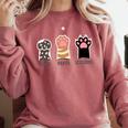 Rock Paper Scissors Hand Game Cute Paw Cat Introvert Comfort Colors Sweatshirt Crimson