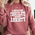 I Run On Chocolate And Anxiety Introvert Comfort Colors Sweatshirt Crimson I Run On Chocolate And Anxiety Introvert Comfort Colors Sweatshirt Crimson