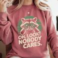 Sarcastic Saying Oh Look Nobody Cares Humor Introverts Comfort Colors Sweatshirt Crimson