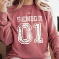 Senior 01 Class Of 2001 Retro College High School Graduation Comfort Colors Sweatshirt Crimson