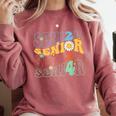 Senior 2024 Groovy Retro Class Of 2024 Graduation Senior 24 Comfort Colors Sweatshirt Crimson